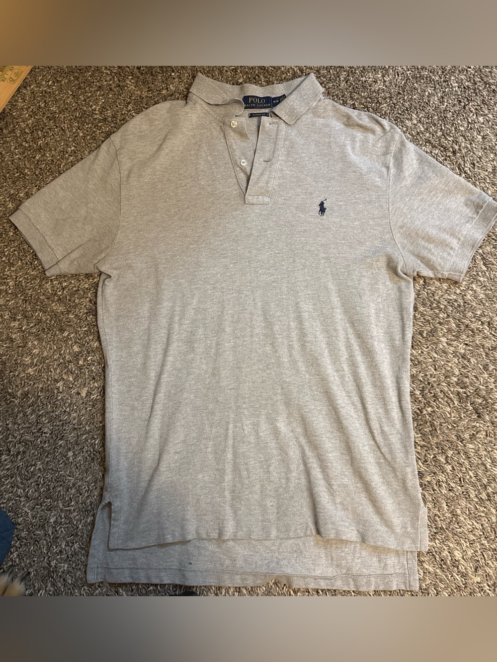 Polo by Ralph Lauren Light Gray Short Sleeve Polo with Navy Pony